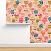 hot air balloons // pink hot air balloon retro vintage flying machine cute girls room pink