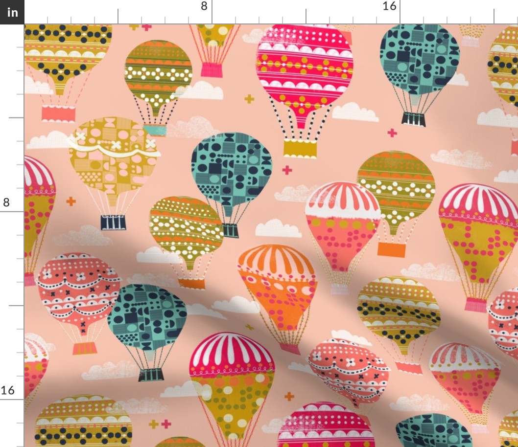 hot air balloons // pink hot air balloon retro vintage flying machine cute girls room pink