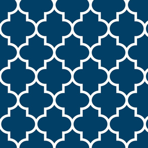 quatrefoil LG navy blue