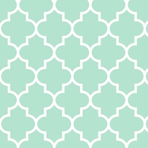 quatrefoil LG mint green