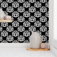 Doxie Damask, White on Black