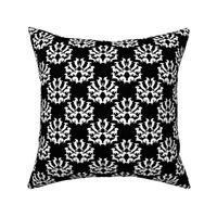 Doxie Damask, White on Black