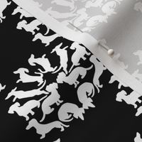 Doxie Damask, White on Black