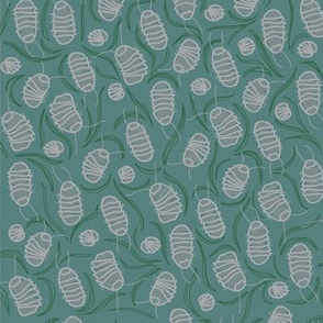 Rolly Pollies fabric Teal Medium Size