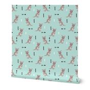 Hot pastel mint adorable geometric kangaroo illustration australia kids pattern design