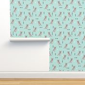 Hot pastel mint adorable geometric kangaroo illustration australia kids pattern design