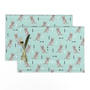 Hot pastel mint adorable geometric kangaroo illustration australia kids pattern design