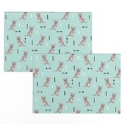 Hot pastel mint adorable geometric kangaroo illustration australia kids pattern design