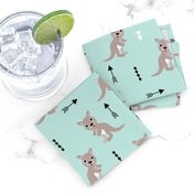 Hot pastel mint adorable geometric kangaroo illustration australia kids pattern design