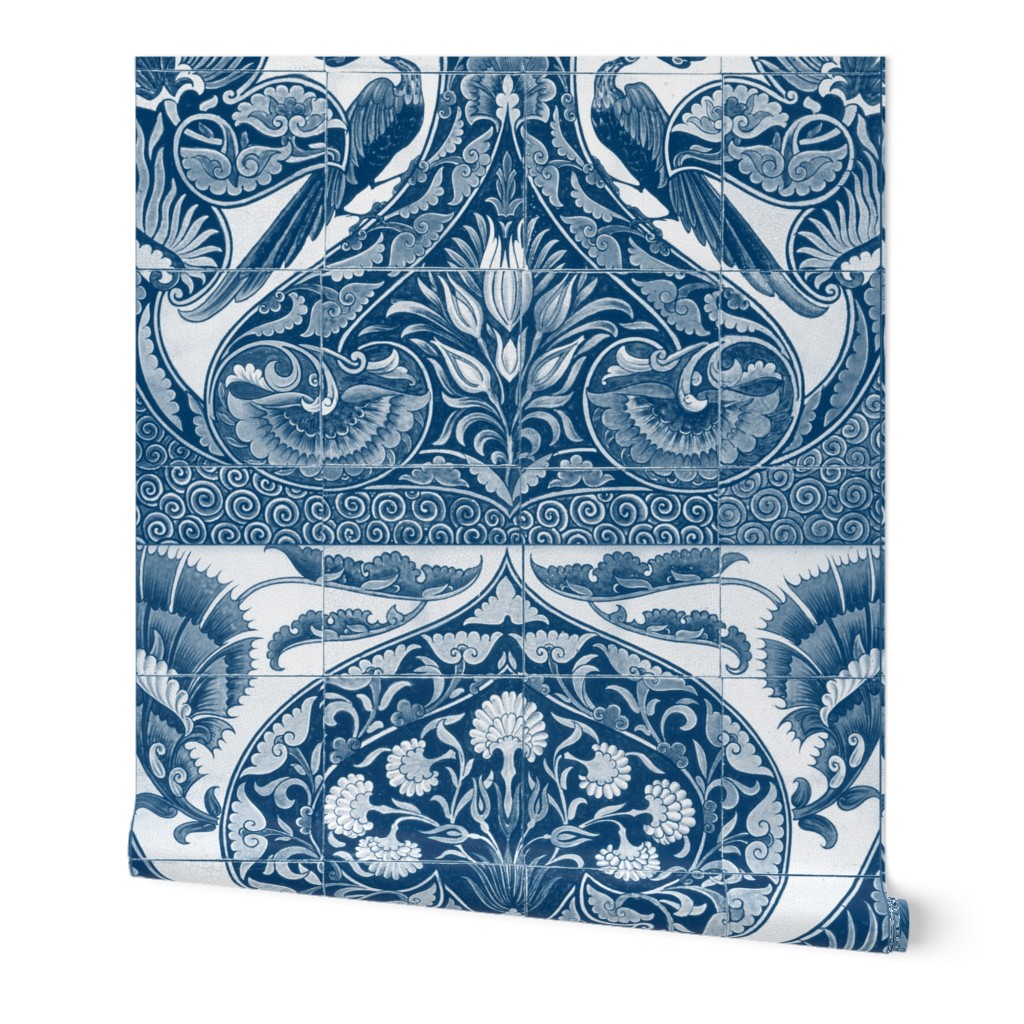 Merton Peacock Tiles ~ Lonely Angel Blue and White 