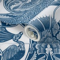Merton Peacock Tiles ~ Lonely Angel Blue and White 