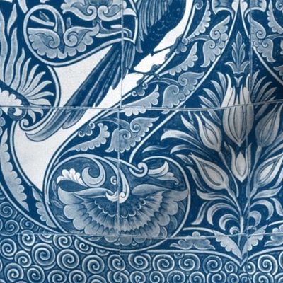 Merton Peacock Tiles ~ Lonely Angel Blue and White 