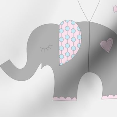 Pastel Hot Air Balloon Elephant on Gray