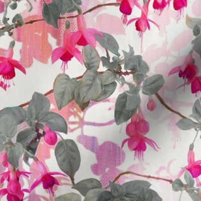 Rainbow Fuchsia Floral Pattern with Grey