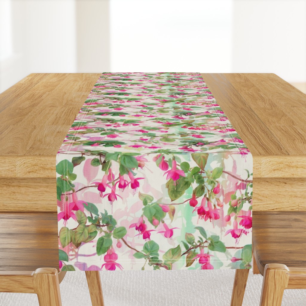 Rainbow Fuchsia Floral Painted Pattern Large Print