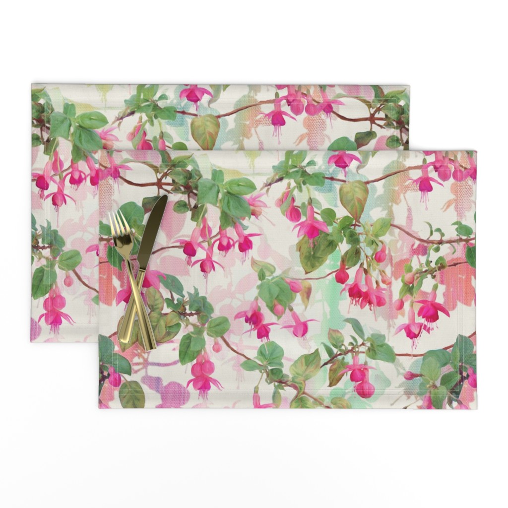 Rainbow Fuchsia Floral Painted Pattern Large Print