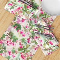 Rainbow Fuchsia Floral Painted Pattern Large Print