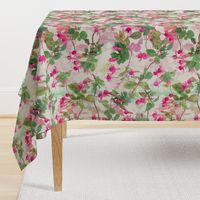 Rainbow Fuchsia Floral Painted Pattern Large Print