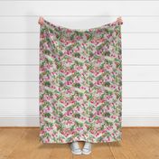 Rainbow Fuchsia Floral Painted Pattern Large Print