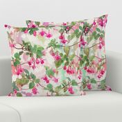 Rainbow Fuchsia Floral Painted Pattern Large Print