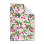 Rainbow Fuchsia Floral Painted Pattern Large Print