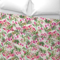 Rainbow Fuchsia Floral Painted Pattern Large Print