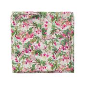 Rainbow Fuchsia Floral Painted Pattern Large Print