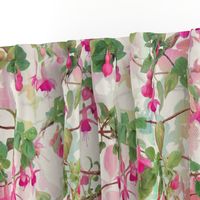 Rainbow Fuchsia Floral Painted Pattern Large Print