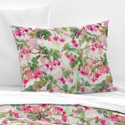 Rainbow Fuchsia Floral Painted Pattern Large Print