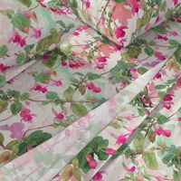 Rainbow Fuchsia Floral Painted Pattern Large Print