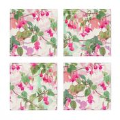 Rainbow Fuchsia Floral Painted Pattern Large Print