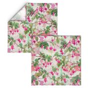 Rainbow Fuchsia Floral Painted Pattern Large Print