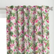 Rainbow Fuchsia Floral Painted Pattern Large Print