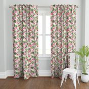 Rainbow Fuchsia Floral Painted Pattern Large Print