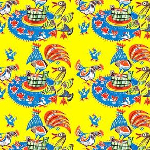 vintage retro kitsch folk art chickens roosters ducks ducklings goose geese buckets chicks birds