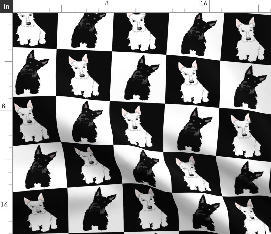 Black and Wheaten Scottie Checkerboard