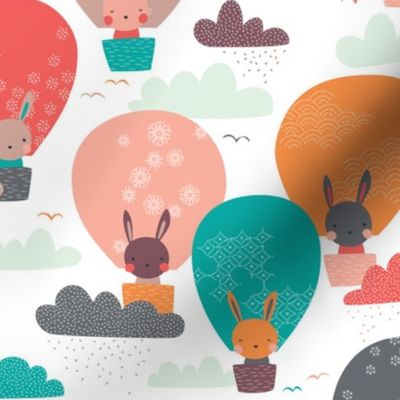 Bunnies in balloons // by petite_circus