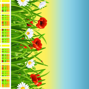 Poppies_and_Daisies_with_Grass_border_fabric_10