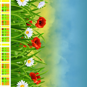 Poppies_and_Daisies_with_Grass_border_fabric_09