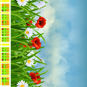 Poppies_and_Daisies_with_Grass_border_fabric_07