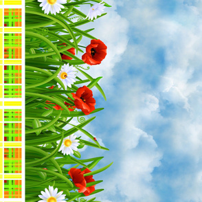 Poppies_and_Daisies_with_Grass_border_fabric_06