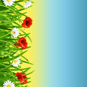 Poppies_and_Daisies_with_Grass_border_fabric_05