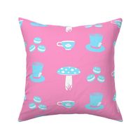 Alice Props Light Blue on Pink, Larger Pattern