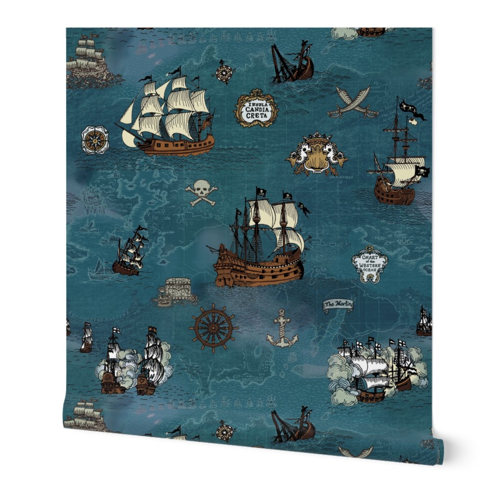 Pirate Ship Map Ocean Big Repeat