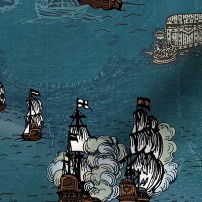 Pirate Ship Map Ocean Big Repeat
