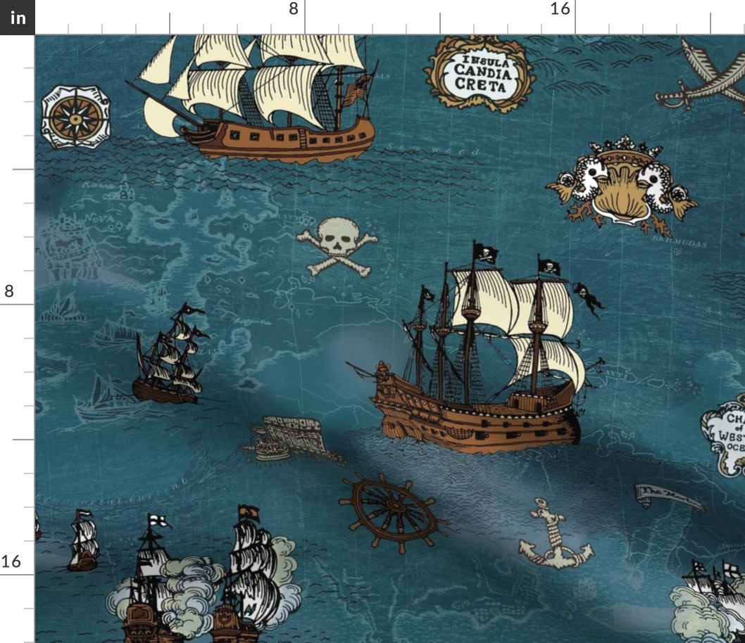 Pirate Ship Map Ocean Big Repeat