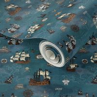 Pirate Ships Map Ocean Small Repeat