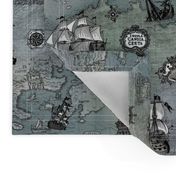 Pirate Ships Map Grey Small