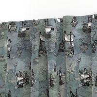 Pirate Ships Map Grey Small