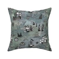 Pirate Ships Map Grey Small